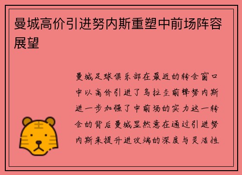 曼城高价引进努内斯重塑中前场阵容展望 曼城高价引进努内斯重塑中前场阵容展望